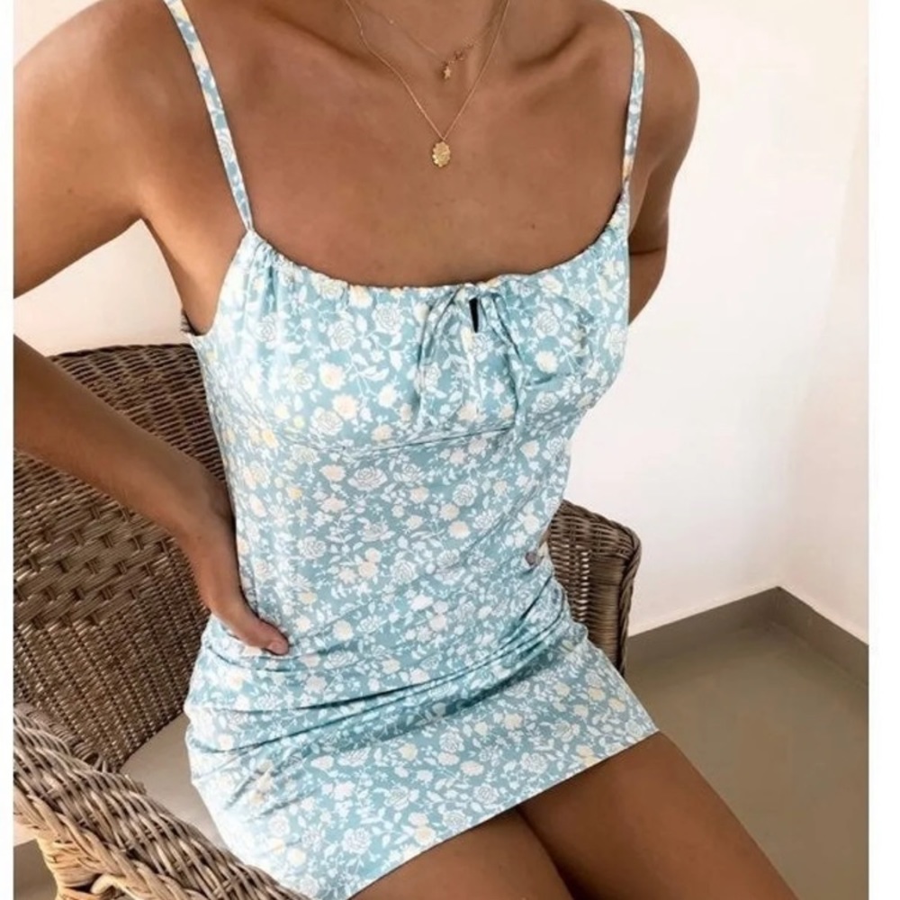 blue floral mini dress from shekou